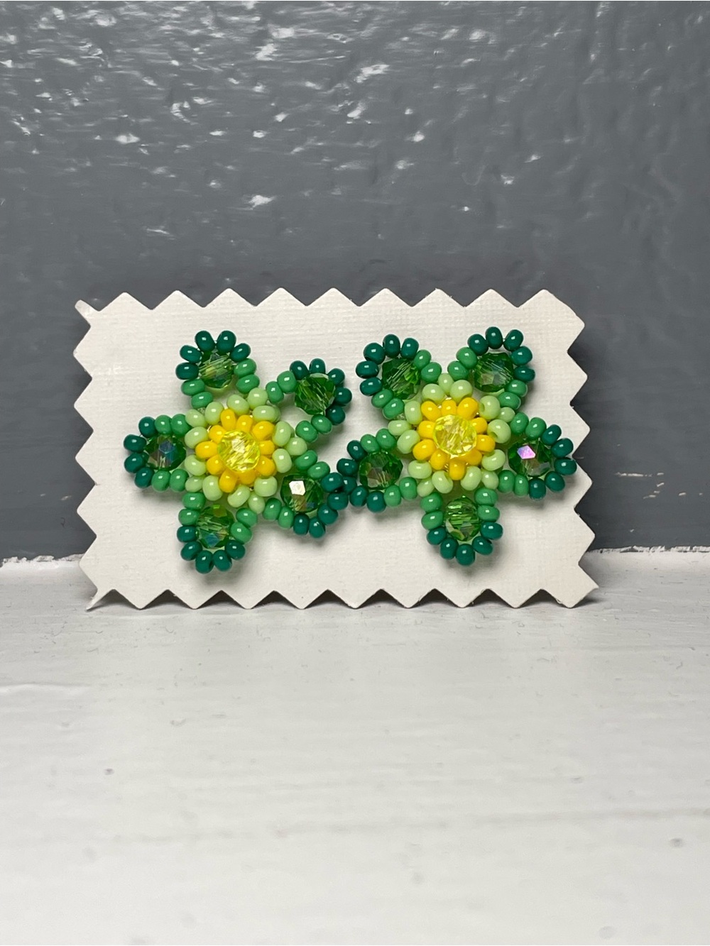 Huichol Beaded Flower Stud Earrings